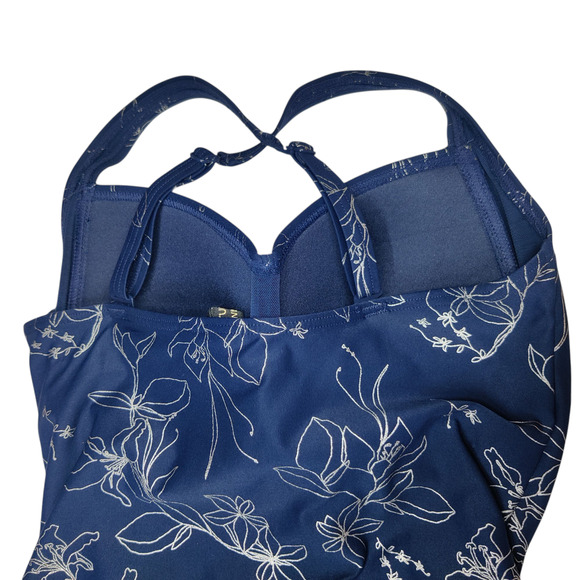 Niptuck Garden Line Foil Joanne Twist Front Slimming Swimsuit 6 One Piece - Picture 9 of 15